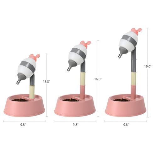 NACOCO Pet Standing Water Dispenser - Cat Dog Standing Bowl with Detachable Pole Automatically Feeding Water Height Adjustable(Grey-Pink Ear) - color: Grey-Pink Ear
