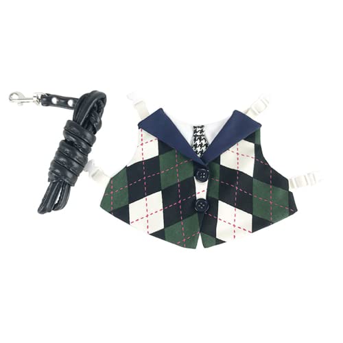 Bunny Harness and Leash,Adjustable Soft Guinea Pig Clothes Pet Rabbit Ferret Harness Costumes for Small Animals Dress - color: Green, size: Medium