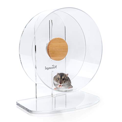 Niteangel Silent Hamster Exercise Wheel: - Dual-Bearing Quiet Spinning Acrylic Hamster Running Wheel for Dwarf Hamster Gerbils Mice Degus Or Other Small Animals (S) - size: Small - Standard Version