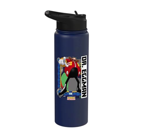 Sonic the Hedgehog - In the Zone - Dr. Eggman Stainless Steel Insulated Water Bottle - color: Navy Blue