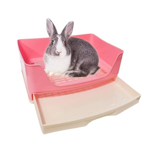 kathson Large Rabbit Litter Box Trainer, Potty Corner Toilet with Drawer Bigger Pet Pan for Adult Hamster, Guinea Pig, Ferret, Galesaur, Bunny and Other Animals (Pink) - size: Pink