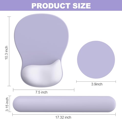 Ergonomic Mouse Pad with Wrist Rest and Keyboard Wrist Rest, Gel Mousepad | Wrist Rest for Computer Keyboard, Pain Relief, Non-Slip PU Base, Mouse Pad with Wrist Support for Gaming, Office, Purple - color: Purple