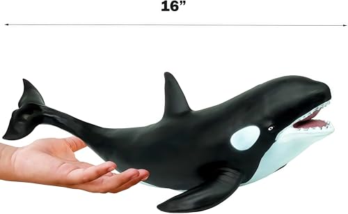 Gemini&Genius Shark Killer Whale Figure Sea Animal Orca Blackfish Toy | Soft Rubber Ocean Shark - 16 Inches Length - Great for Kids Bath Swimming, Beach Toys, Perfect Cake Toppers - color: Killer Whale