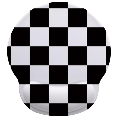 Black and White Checkered Mouse Pad with Gel Wrist Support, Smooth Surface Ergonomic Mouse pad, Non-Slip Pain Relief Desk Mat for Gaming, Work & Office Desktop - color: Black and White Checkered
