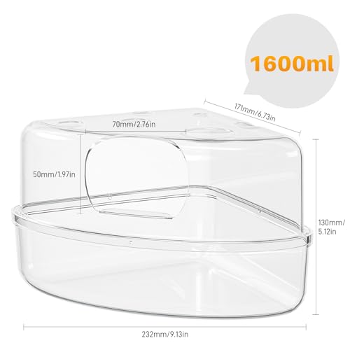 BUCATSTATE Hamster Sand Bath Container Large Transparent Hamster Toilet for Dwarf Pets Small Animals Cage Accessories (Transparent, Large) - color: Transparent, size: L