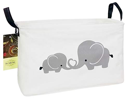 Rectangle Foldable Storage Basket Handles For Home, Love Elephant | Waterproof reinforced handles, perfect for shelf use, organizes clothes, daily items and pet supplies - color: Rec-Love-Elephant