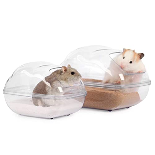 BUCATSTATE Hamster Sand Bath Container Large Hamster Toilet with Scoop Set Dust Bust Accessories for Small Animals (Transparent, Medium)