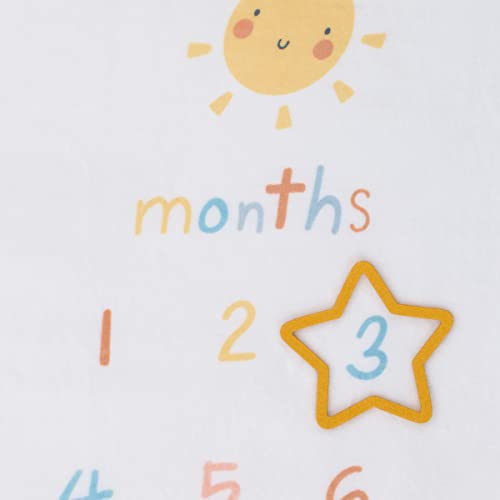 Disney Winnie The Pooh White, Yellow, and Aqua Super Soft Milestone Baby Blanket - color: Disney Winnie the Pooh