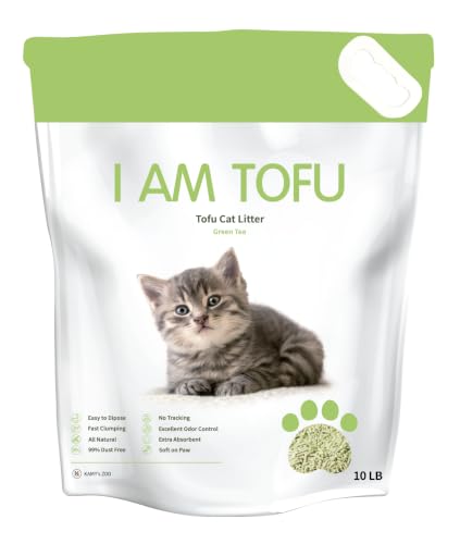 I AM TOFU - Tofu Cat Litter, Low Dust Lightweight Clumping Litter with Odor Control (10 LBS, Green Tea) - color: Green Tea
