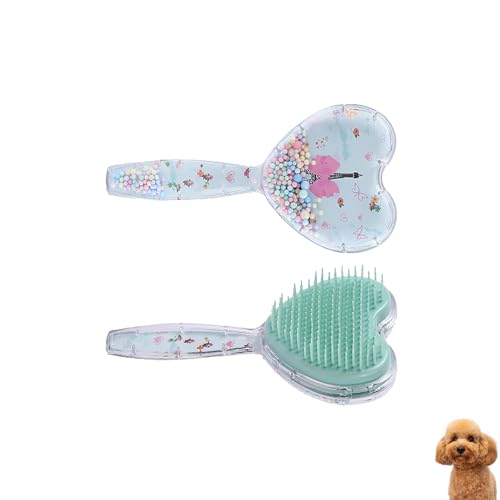 Small Dog Brush, Soft Dog Grooming Comb for Shih Tzus, Yorkies, Maltipoos, Maltese, Love Shape Puppy Massaging Pet Hair Brush, Cat Brush, for Small Dogs Cats of All Hair Types (Sky Blue) - color: Sky Blue