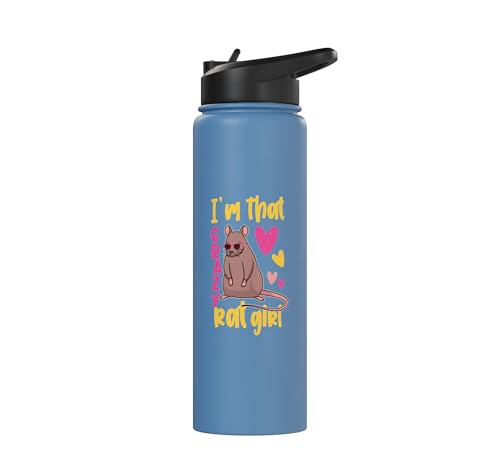 Funny Rat Design for Girls and Women Stainless Steel Insulated Water Bottle - color: Light Blue