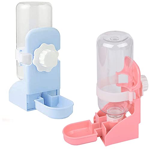 2 Pack 17oz Rabbit Water Bottle No Drip – Hanging Automatic Cage Dispenser for Small Pets Leak-Proof Water Feeder for Bunny, Guinea Pig, Chinchilla, Ferret, Hamster, Hedgehog - color: Pink+Blue