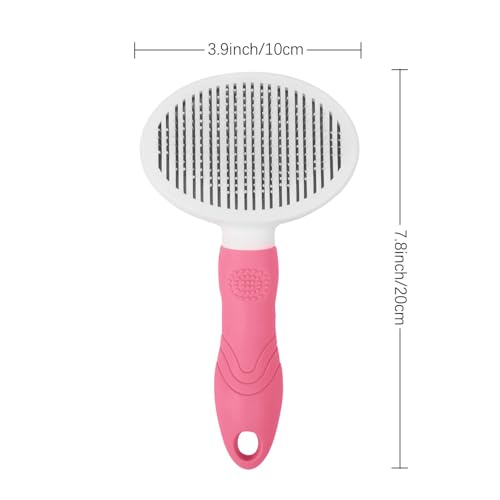 Self Cleaning Slicker Brush - Cat Brush Skin-Friendly Deshedding Grooming Massaging Tool for Long & Short Haired Pets, Cat Hair Brushes Easy Removes Undercoat for Dogs Cats Rabbits-UPGRADED, Pink - color: 1Pack Pink