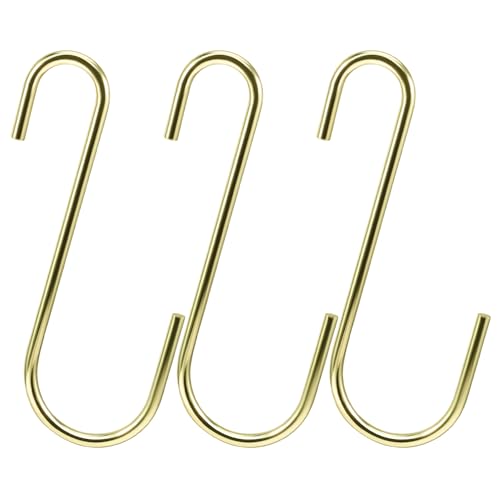 Vindar 3 Pack 6 Inches Bird Feeder Hook Heavy Duty Gold S Hooks Hangers for Kitchen, Office, Wind Chimes, Lanterns, Gardening Tools, Hummingbirds Feeders, Bird House, Lanterns - color: Gold 3 Pack 6 Inch