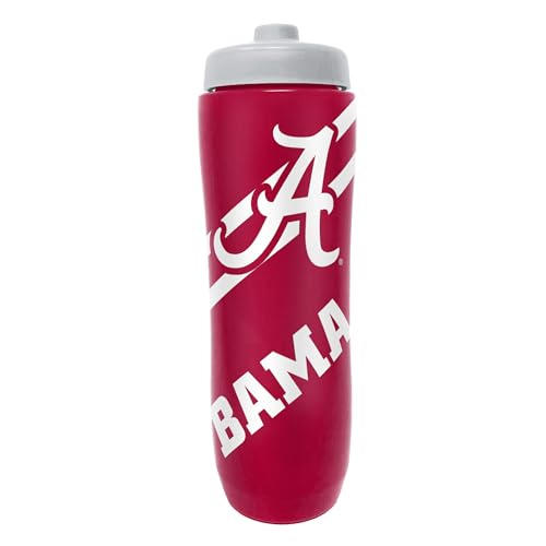 Party Animal NCAA Squeeze Bottle, 32 oz, Alabama Crimson Tide | Slim, lightweight BPA-free sports water bottle with quick-flow squeeze; fits backpacks & cup holders for kids or adults - style: Alabama Crimson Tide