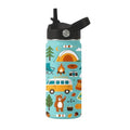 Camping 16 oz Water Bottle with Straw – Kids Stainless Steel Vacuum Insulated Cup, Leakproof Straw Lid, Reusable Travel Mug for Outdoor Sports - color: Camping1