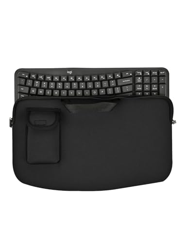 Portable Keyboard Sleeve for Logitech MK670/Wave Keys Ergonomic Keyboard | Keyboards Travel Bag,Shockproof Waterproof Dustproof Protective Neoprene Sleeve Case(Bag Only) - color: Black