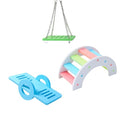 Hamster Toys, Rainbow Bridge & Swing & Seesaw Guinea Pig Toys Set DIY Rat Toys for Small Animals to Exercise and Have Fun (A, 3Pcs) - color: A