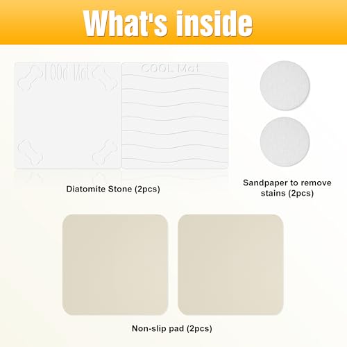 Double-Side 2 in 1 Stone Pet Food Mat & Cooling Mat (31"*16") | Instant dry water absorbing Diatomite Stone Dog Bowls Drying Mat & Heat dissipating Pet Cooling Mat. Bite-Proof & Non-slip. - color: WHITE, size: 31"*16"
