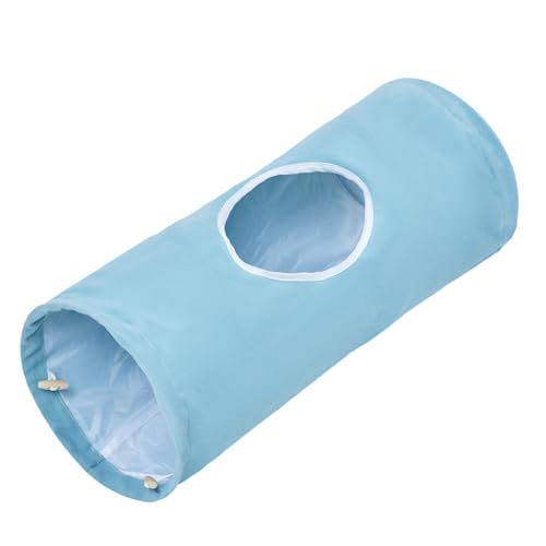 Cat Tunnel, Large Indoor Durable Collapsible Interactive Cat Tube with Peek-A-Boo Hole, Hanging Toys, and Crinkly Paper Lining - Cute Tunnel for Cats, Kittens, Puppies & Rabbits, Purple - color: PurpleBlue