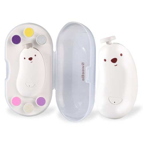 Baby Nail File Electric, Gentle Rechargeable Nail Trimmer, Baby Nail Clippers Grooming Kit Manicure Set for Infant Toddler or Adults, 6 Grinding Head Replacement Pads White - color: White