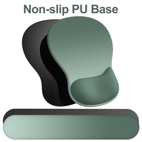 Ergonomic Mouse Pad with Wrist Rest and Keyboard Wrist Rest, Gel Mousepad and Wrist Rest for Computer Keyboard, Pain Relief, Non-Slip PU Base, Mouse Pad with Wrist Support for Gaming, Sage Green - color: Dark Green
