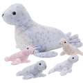 Hollowfly 5 Pcs Seals Plush Set 18" Large Seals Pillow with 4 Cute Babies Stuffed Animal in Zippered Belly Nurturing Plushes Toy Gift for Kids Adults Birthday Christmas Holiday Part - style: Seals