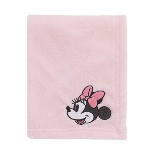 Disney Minnie Mouse 6 Piece Nursery Crib Bedding Set, Comforter, Two 100% Cotton Fitted Crib Sheets, Dust Ruffle, Baby Blanket, Changing Pad Cover, Pink, Grey & White