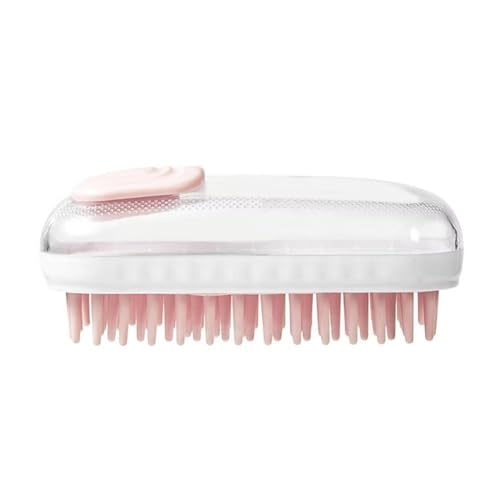 Pet Grooming Bath Massage Brush with Soap and Shampoo Dispenser Soft Silicone Bristle for Long Short Haired Dogs Cats Shower(Pink) - color: Pink