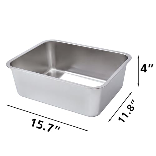 Stainless Steel Litter Box for Kitten,Cat Litter Box Small Cats | 2pcs,Small Cats,Kitty/Rabbits,4" Low Side，Easy to Clean,Metal Litter Box,Metal Pet Toilet/Bath Pan,No Smell - color: 2packs-M-4" H