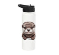 Cute Otter Pup Funny Peeking Pocket Animals Stainless Steel Insulated Water Bottle - color: White