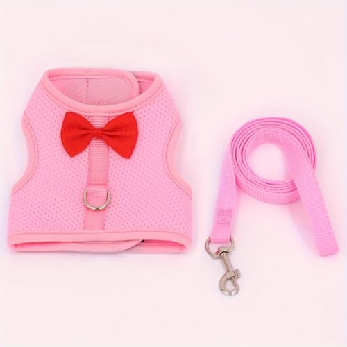 One Set of Solid Color Fashion Rabbit Harness for Outing and Rabbit Leash to Prevent Loss-M
