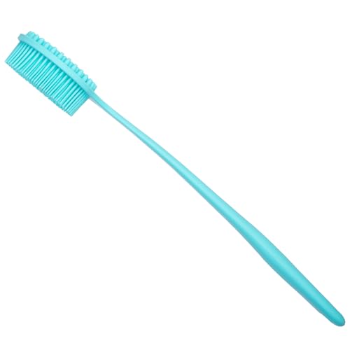 DNC Silicone Back Scrubber for Shower, Soft Bath Body Brush with Long Handle (Blue) - color: Blue