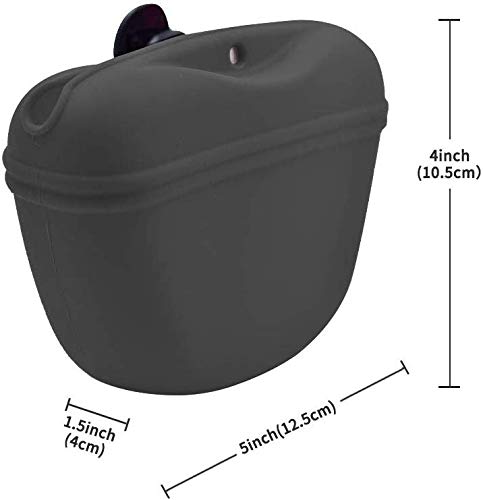 RoyalCare Silicone Dog Treat Pouch-Small Training Bag-Portable Dog Treat Bag for Leash with Magnetic Closure and Waist Clip[US Design Patent] - color: dark grey
