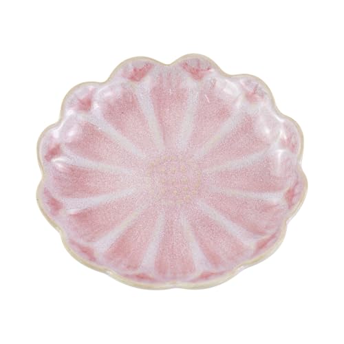 4 Inch Ceramic Small Dish - Unique Artwork Lotus Leaf Bowl for Hamster Food, Jewelry Display, Sauce & Decorative Ornament (Pink, Flower) - color: Pink, size: Flower