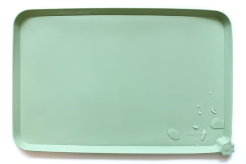 Hoki Found L Silicone Non Slip Pet Dog Cat Bowl Mats - Placemat, Feeding Mat - Waterproof for Carpet - Jade - color: Jade, size: 22" x 14"