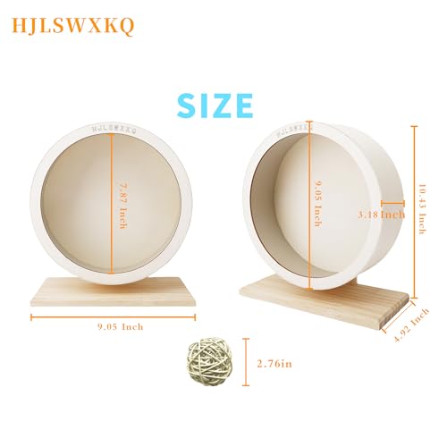 9in Silent Hamster Wheel with Removable Track(9in) | Wooden Exercise Wheel with 2 Natural Chew Toys, Quiet Spinner for Gerbils, Mice, Hamsters,Mouse,Syrian Hamster - size: 9in
