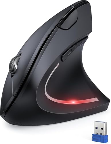 TECKNET 2.4G Ergonomic Mouse Vertical Wireless 4800 DPI Carpal Tunnel Mouse | 5 Adjustable DPI, Optical Tracking, 12 Months Battery, Quiet, 6 Buttons for Laptop, Desktop, PC, Computer, Right Hand, Black - color: Black