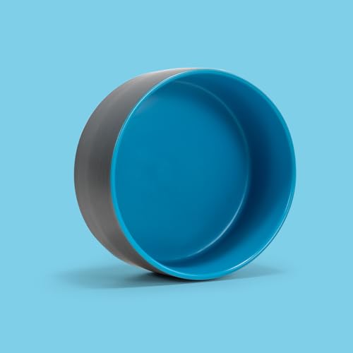 SPUNKYJUNKY 13.5OZ Ceramic Dog and Cat Bowl, Modern Cute Weighted Food Water Bowl for Replacement Blue-Grey (2 Pack) - color: Blue-grey, size: 1.7 CUPS × 2