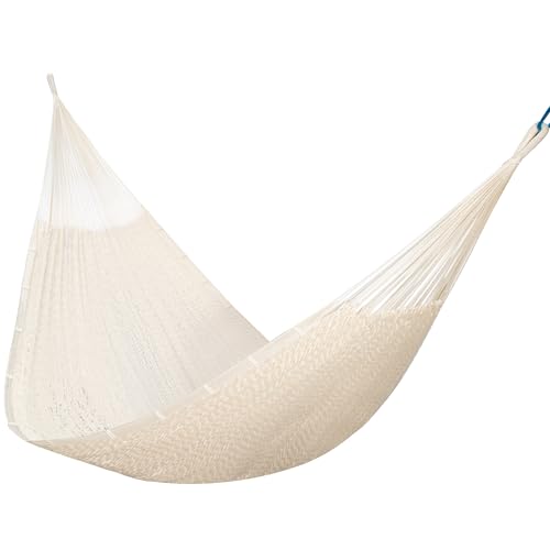 Handwoven Rope Mayan Hammock for Outside, 600 lbs Capacity | 2 Person, Portable Carrying Bag, Easy-Used Tree Straps, Carabiners, Soft Fabric, forPatio (Nature, X-Large) - color: Nature, size: X-Large