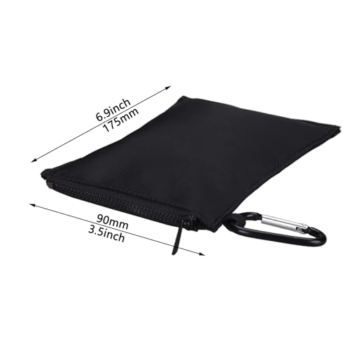 Tourmate Hanging Mouse Pouch for Travel Electronics - Waterproof Nylon Organizer Bag with Carabiner (4.7x3.1in) - Fits Chargers, Makeup, Office Supplies & Gym Essentials (Black)