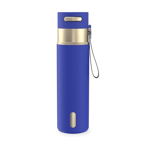 Contigo AutoSeal 24 oz Stainless Steel Vacuum-Insulated Water Bottle with Leakproof Push-Button Spout & Lock, Carry Strap, BPA-Free & Lead-Free, Dishwasher Safe - color: Wild Indigo Champagne, size: 24 Ounces
