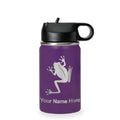 LaserGram Personalized 12oz Water Bottle, Tree Frog (Dark Purple) | Engraved Gift, Vacuum Insulated Stainless Steel, Flip-Top Straw Lid, Laser Engraved With Your Name - color: Dark Purple, size: 12 Ounces