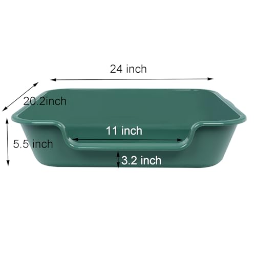 Extra Large Low Entry ABS Cat Litter Box, Green, 24" L x 20" W, 1 Pack | Durable low entry litter box, non-stick, odor-free, ideal for seniors, kittens, rabbits, large cats and multi-pet homes. - color: Green, size: Large (Pack of 1)