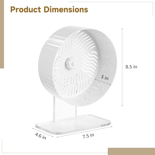 Silent Hamster Wheel, Hamster Exercise Wheel with Adjustable Acrylic Stand, Hamster Exercise Wheel for Gerbil, Syrian & Dwarf, Chinchilla and More Small Animal Hamster Running Wheels (8.2 in)