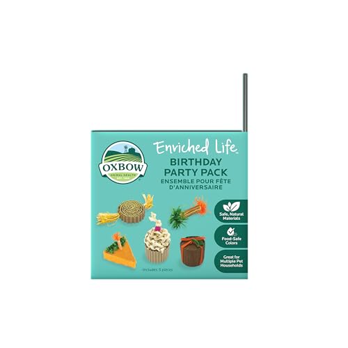 Oxbow Enriched Life Birthday Party Pack, Rabbit & Guinea Pig Toys, Enrichment Pack for Bunny, Hamster, Rabbit, Chinchilla, Rat, Chinchilla Cage Accessories, Guinea Pig Accessories for Cage - style: Birthday Pack