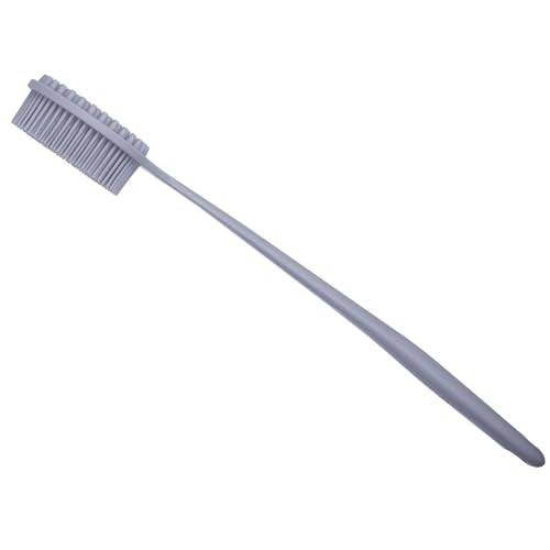 DNC Silicone Back Scrubber for Shower Bath Body Brush with Long Handle (Gray) - color: Gray