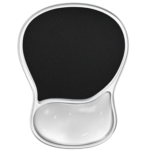 EooCoo Ergonomic Waterproof Mouse Pad with Gel Wrist Rest Support | Middle Concave Design for Natural Wrist Alignment, Non-Slip Base Mousepad, Carpal Tunnel Relief, Office Desk Accessories - color: Transparent Black