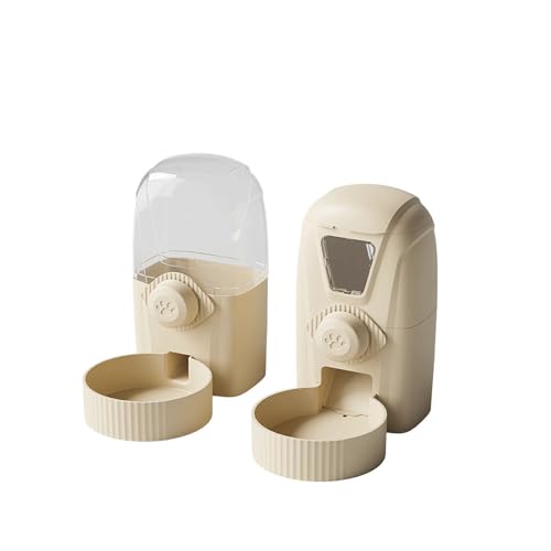 Hanging Pet Feeder Water Dispenser Set - 2-in-1 Gravity Food Water Bowl for Cats Small Dogs Rabbits, Cage Mounted No-Spill Pet Feeding Station (Light Coffee) - color: Light coffee
