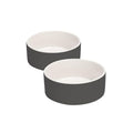 SPUNKYJUNKY 13.5OZ Ceramic Dog and Cat Bowl, Modern Cute Weighted Food Water Bowl for Replacement White-Grey (2 Pack) - color: White-grey, size: 1.7 CUPS × 2